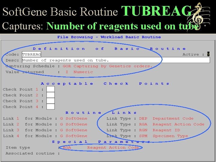 Soft. Gene Basic Routine TUBREAG Captures: Number of reagents used on tube 