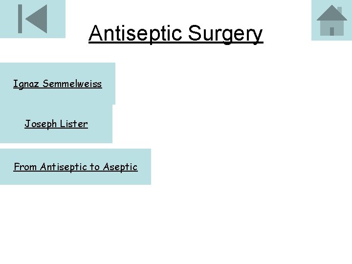 Antiseptic Surgery Ignaz Semmelweiss Joseph Lister From Antiseptic to Aseptic 