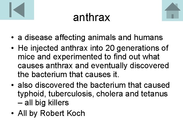 anthrax • a disease affecting animals and humans • He injected anthrax into 20