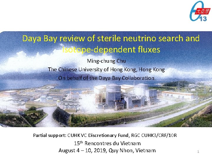 Daya Bay review of sterile neutrino search and Isotope-dependent fluxes Ming-chung Chu The Chinese