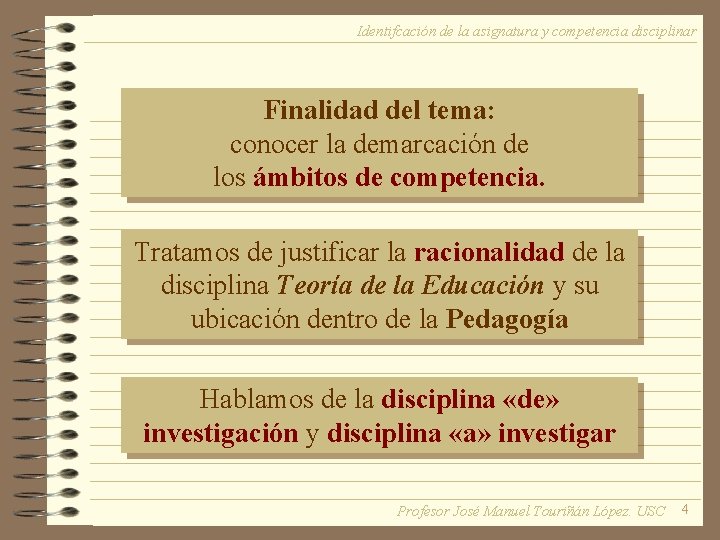 Identifcación de la asignatura y competencia disciplinar Finalidad del tema: conocer la demarcación de