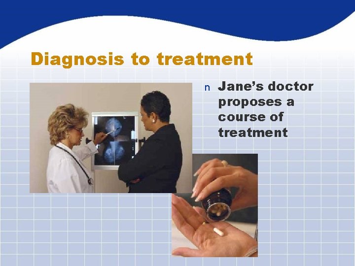 Diagnosis to treatment n Jane’s doctor proposes a course of treatment 