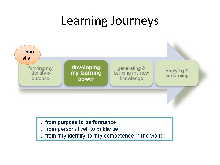 Learning Journeys Hvem vi er . . . from purpose to performance. . .