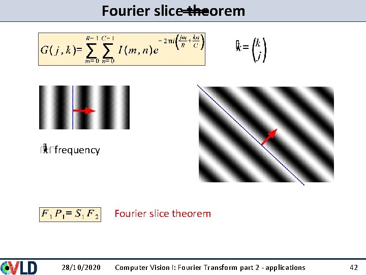Fourier slice theorem frequency Fourier slice theorem 28/10/2020 Computer Vision I: Fourier Transform part Fourier slice theorem frequency Fourier slice theorem 28/10/2020 Computer Vision I: Fourier Transform part