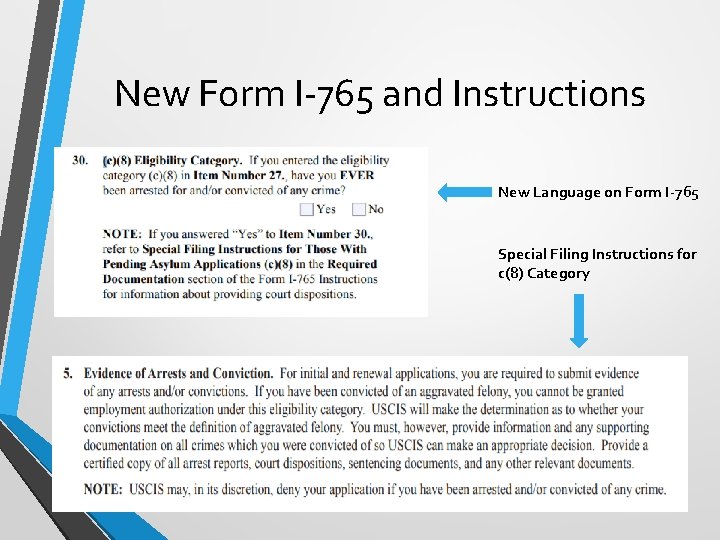 New Form I-765 and Instructions New Language on Form I-765 Special Filing Instructions for