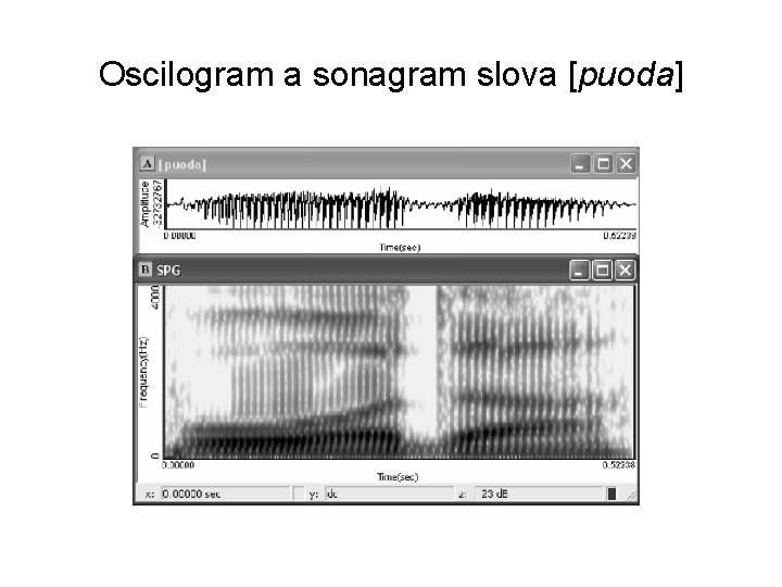 Oscilogram a sonagram slova [puoda] 