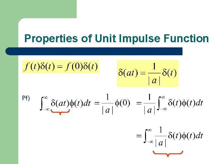 Properties of Unit Impulse Function Pf) 