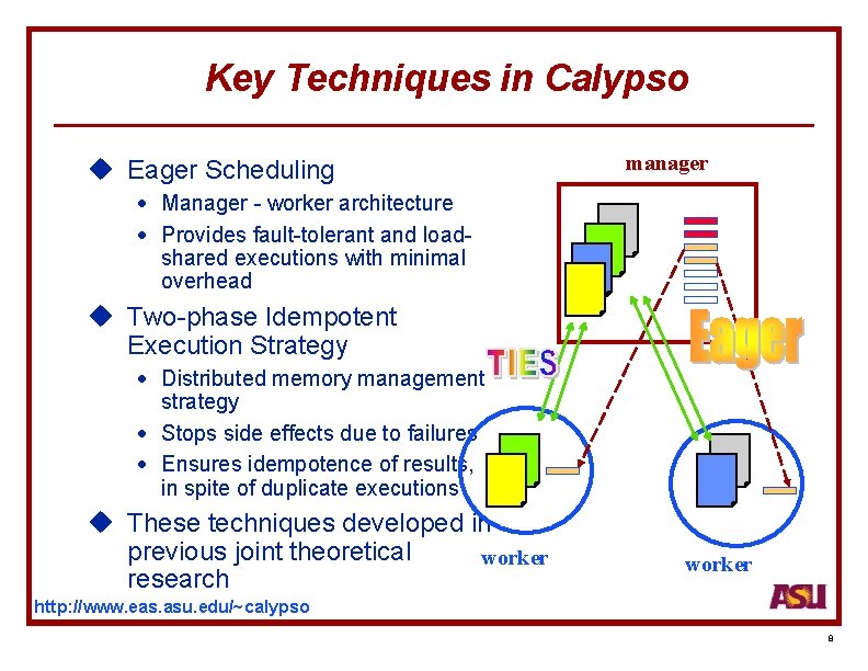 Key Techniques in Calypso u Eager Scheduling manager · Manager - worker architecture ·