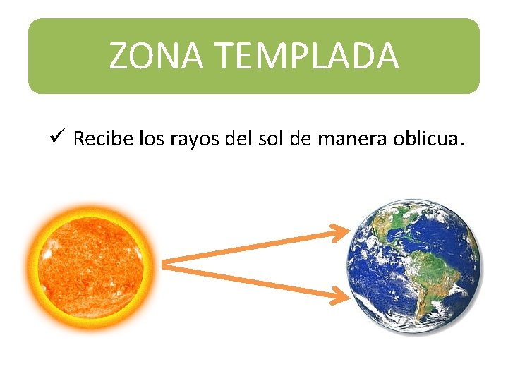 ZONA TEMPLADA ü Recibe los rayos del sol de manera oblicua. 