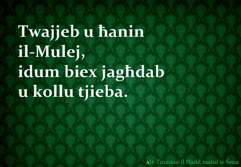 Twajjeb u ħanin il-Mulej, idum biex jagħdab u kollu tjieba. AIt-Tmintax-il Ħadd matul is-Sena