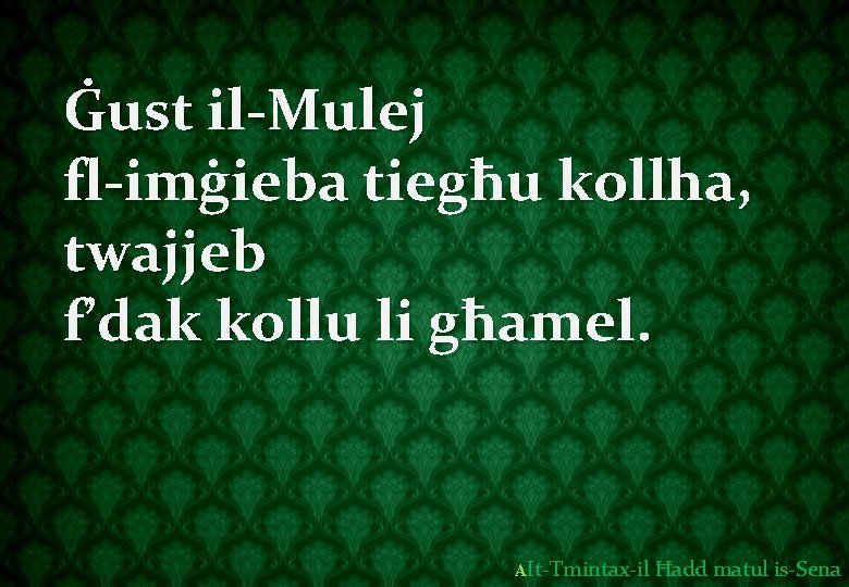 Ġust il-Mulej fl-imġieba tiegħu kollha, twajjeb f’dak kollu li għamel. AIt-Tmintax-il Ħadd matul is-Sena