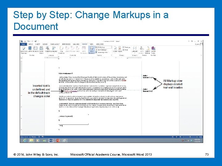 Step by Step: Change Markups in a Document © 2014, John Wiley & Sons,