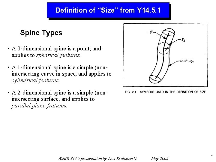 Definition of “Size” from Y 14. 5. 1 Spine Types • A 0 -dimensional