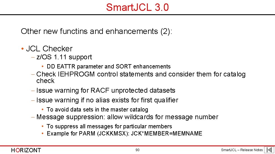 Horizont Smart Jcl Release Notes Horizont 1 Smart