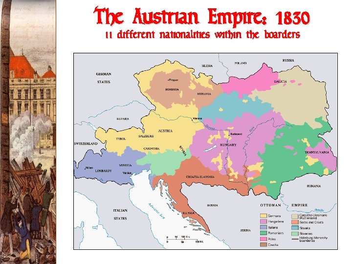 The Austrian Empire: 1830 11 different nationalities within the boarders 