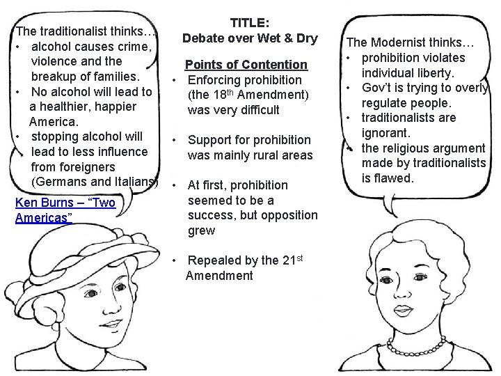 The traditionalist thinks… • alcohol causes crime, violence and the breakup of families. •