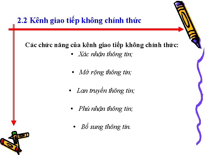 2. 2 Kênh giao tiếp không chính thức Các chức năng của kênh giao