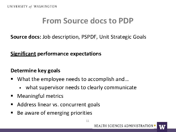 From Source docs to PDP Source docs: Job description, PSPDF, Unit Strategic Goals Significant