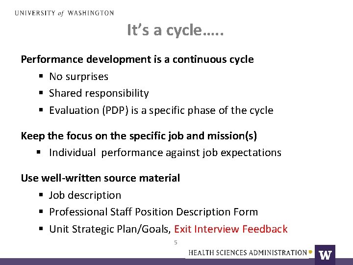 It’s a cycle…. . Performance development is a continuous cycle § No surprises §