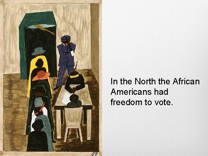 In the North the African Americans had freedom to vote. 