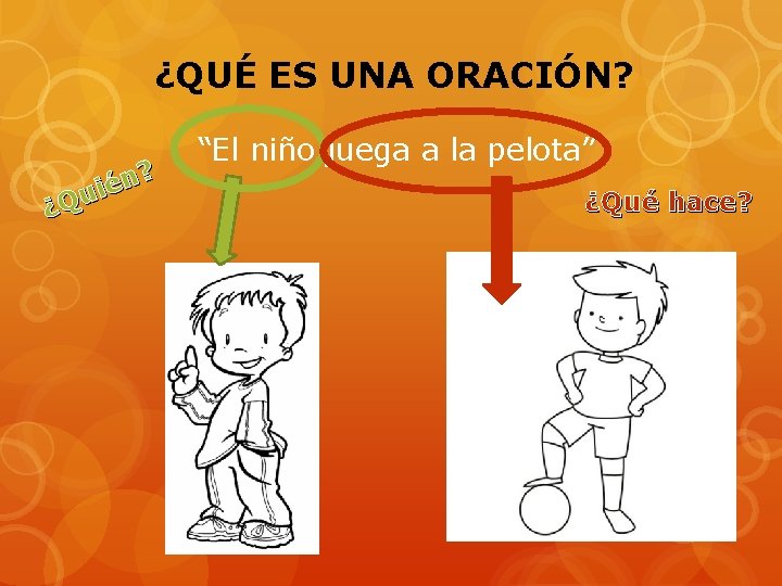 ¿QUÉ ES UNA ORACIÓN? n? é i u ¿Q “El niño juega a la ¿QUÉ ES UNA ORACIÓN? n? é i u ¿Q “El niño juega a la