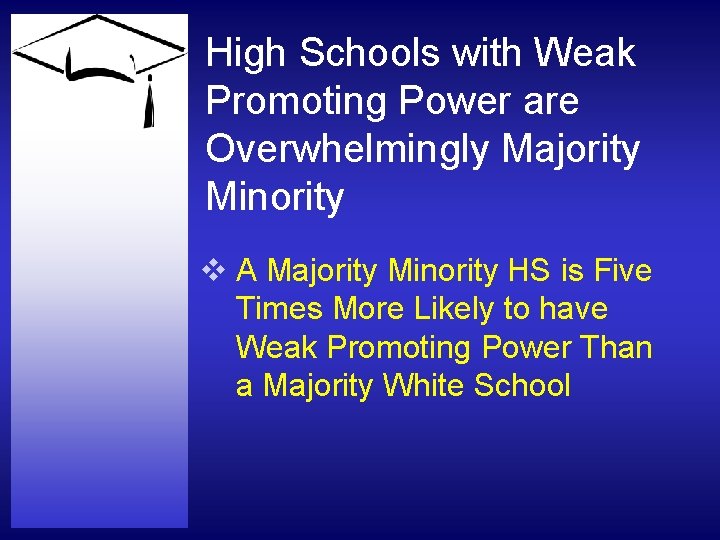 High Schools with Weak Promoting Power are Overwhelmingly Majority Minority v A Majority Minority