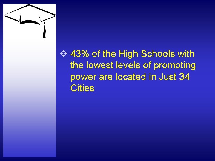 v 43% of the High Schools with the lowest levels of promoting power are