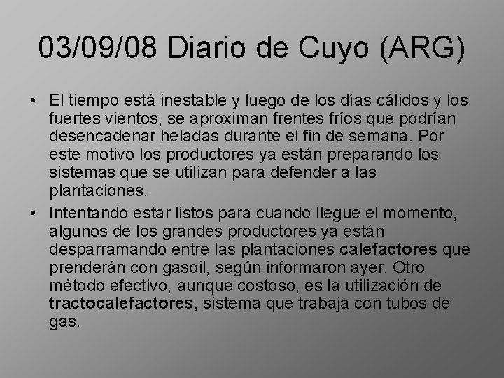 03/09/08 Diario de Cuyo (ARG) • El tiempo está inestable y luego de los
