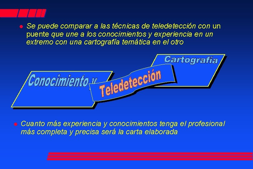 l l Se puede comparar a las técnicas de teledetección con un puente que