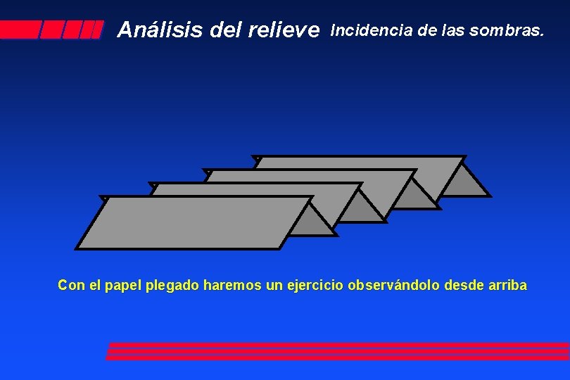 Análisis del relieve Incidencia de las sombras. Con el papel plegado haremos un ejercicio