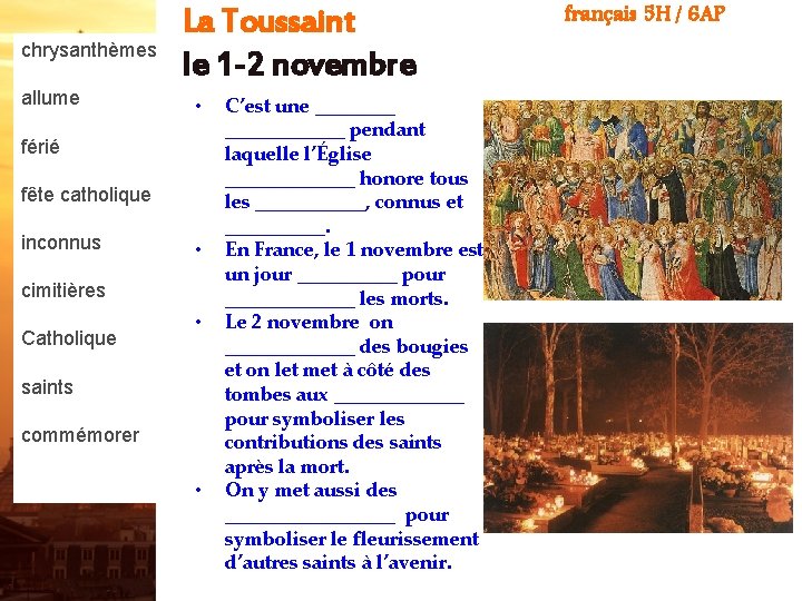chrysanthèmes allume La Toussaint le 1 -2 novembre • férié fête catholique inconnus •
