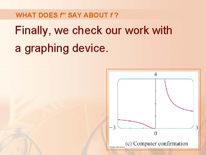 WHAT DOES f’’ SAY ABOUT f ? Finally, we check our work with a