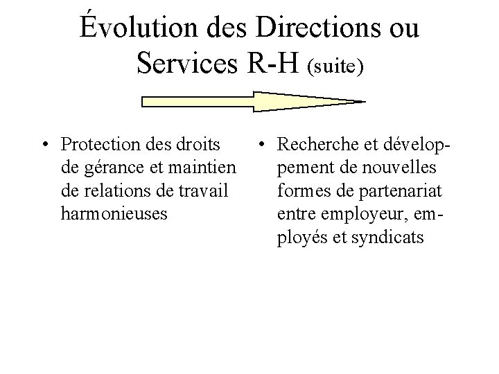 Évolution des Directions ou Services R-H (suite) • Protection des droits de gérance et Évolution des Directions ou Services R-H (suite) • Protection des droits de gérance et