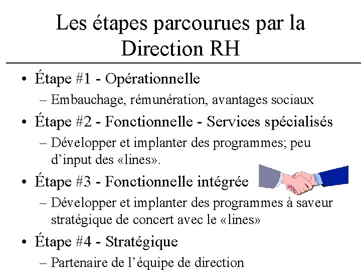 Les étapes parcourues par la Direction RH • Étape #1 - Opérationnelle – Embauchage, Les étapes parcourues par la Direction RH • Étape #1 - Opérationnelle – Embauchage,