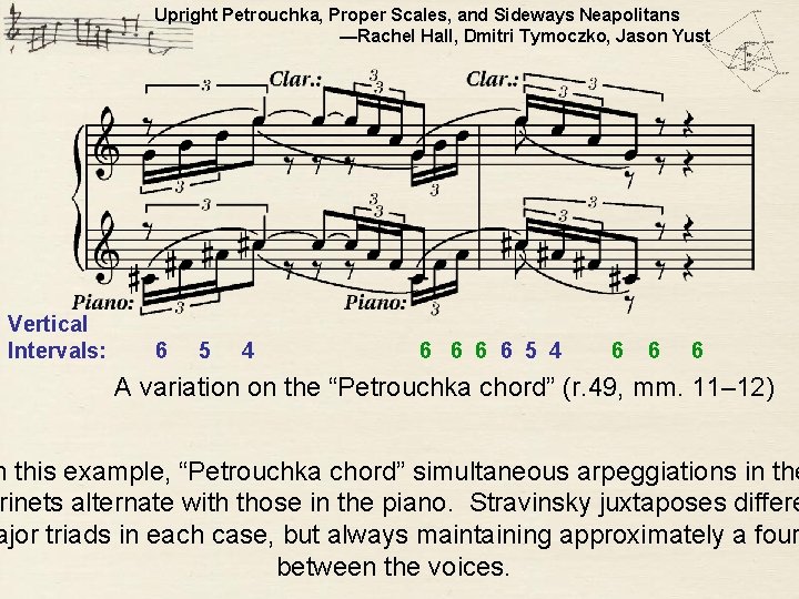 Upright Petrouchka, Proper Scales, and Sideways Neapolitans —Rachel Hall, Dmitri Tymoczko, Jason Yust Vertical