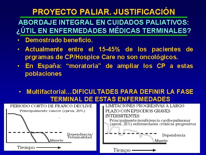 PROYECTO PALIAR. JUSTIFICACIÓN ABORDAJE INTEGRAL EN CUIDADOS PALIATIVOS: ¿ÚTIL EN ENFERMEDADES MÉDICAS TERMINALES? •