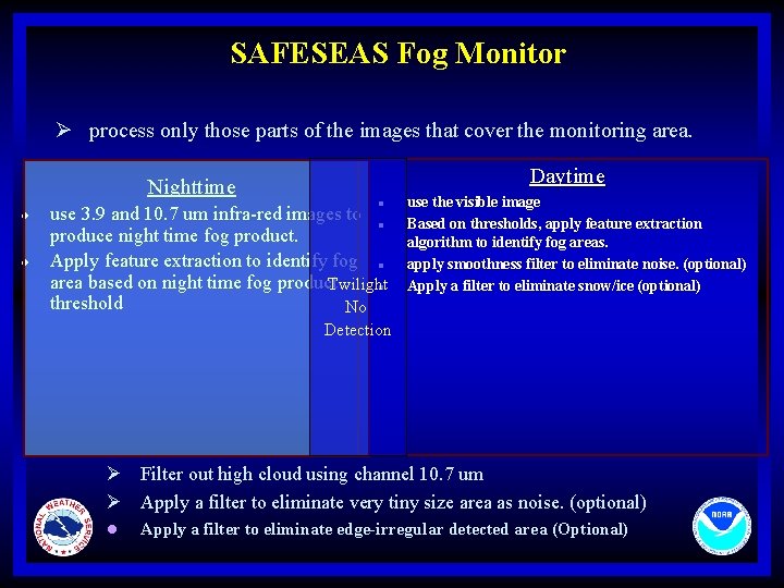 SAFESEAS Fog Monitor Ø process only those parts of the images that cover the