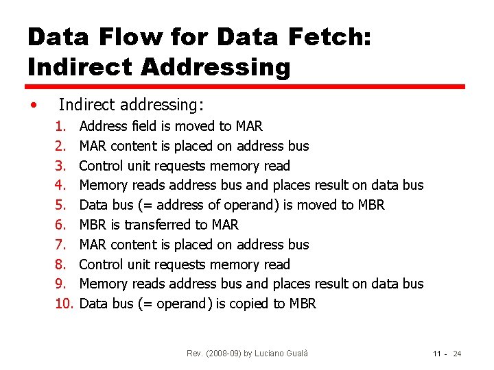 Data Flow for Data Fetch: Indirect Addressing • Indirect addressing: 1. 2. 3. 4.