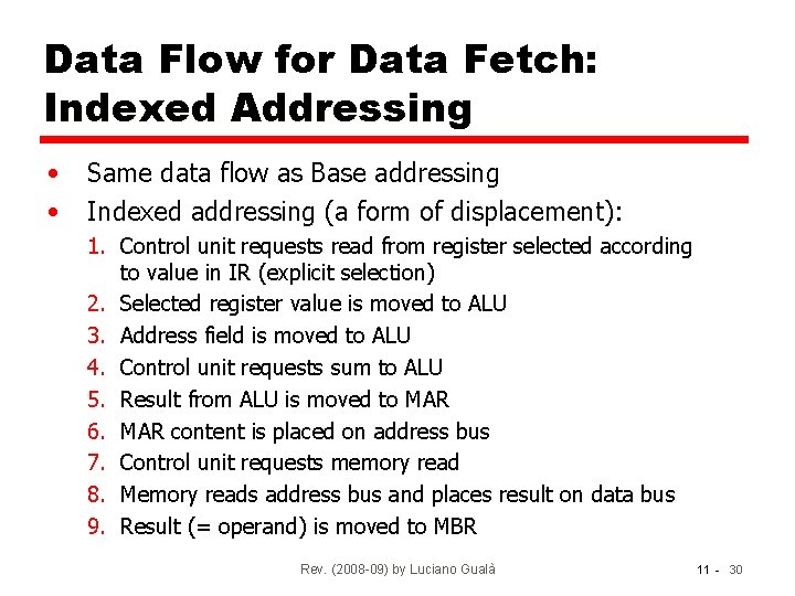 Data Flow for Data Fetch: Indexed Addressing • • Same data flow as Base