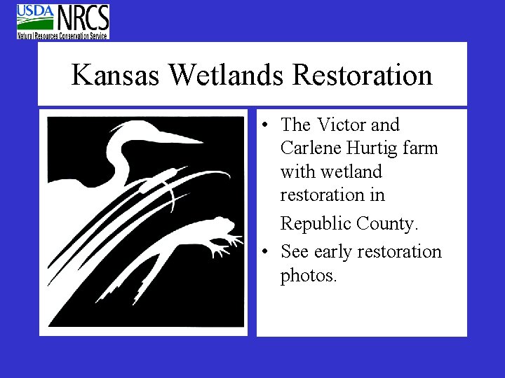 Kansas Wetlands Restoration • The Victor and Carlene Hurtig farm with wetland restoration in Kansas Wetlands Restoration • The Victor and Carlene Hurtig farm with wetland restoration in