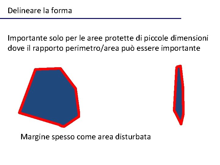 Delineare la forma Importante solo per le aree protette di piccole dimensioni dove il