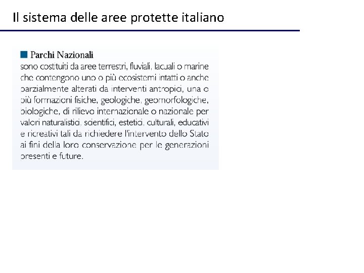 Il sistema delle aree protette italiano 