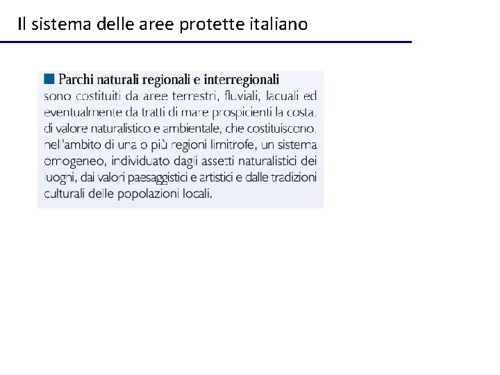 Il sistema delle aree protette italiano 