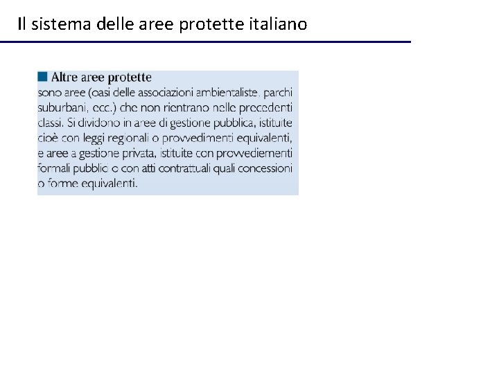 Il sistema delle aree protette italiano 