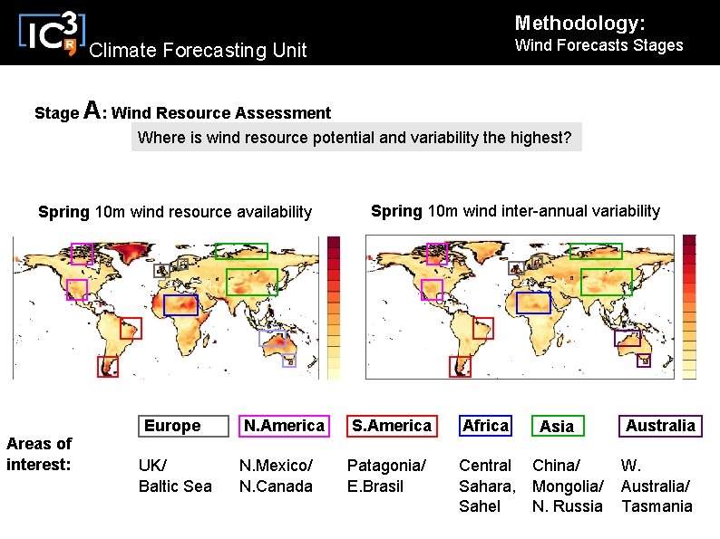 Methodology: Wind Forecasts Stages Climate Forecasting Unit Stage A: Wind Resource Assessment Where is