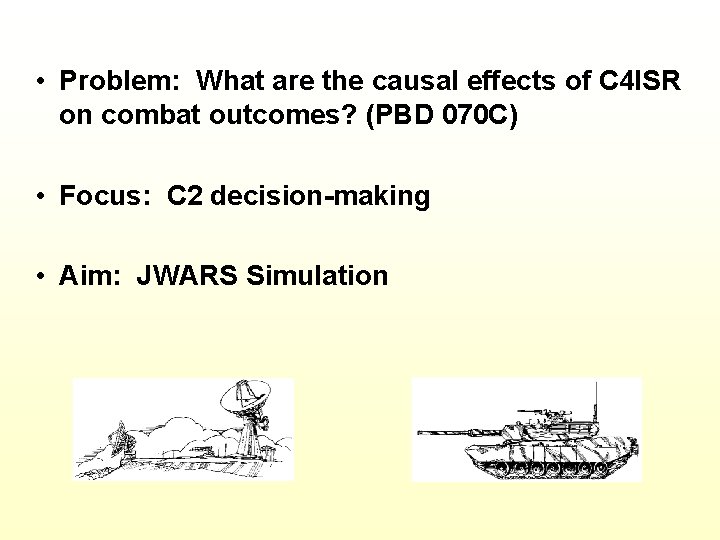  • Problem: What are the causal effects of C 4 ISR on combat