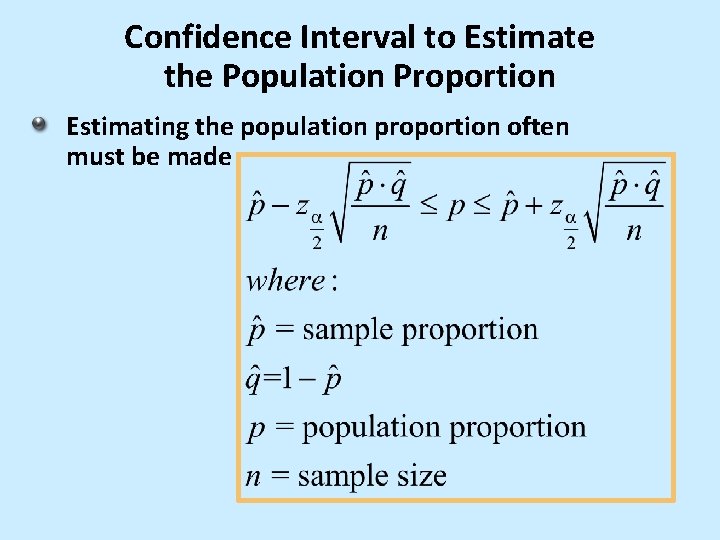 Confidence Interval to Estimate the Population Proportion Estimating the population proportion often must be Confidence Interval to Estimate the Population Proportion Estimating the population proportion often must be