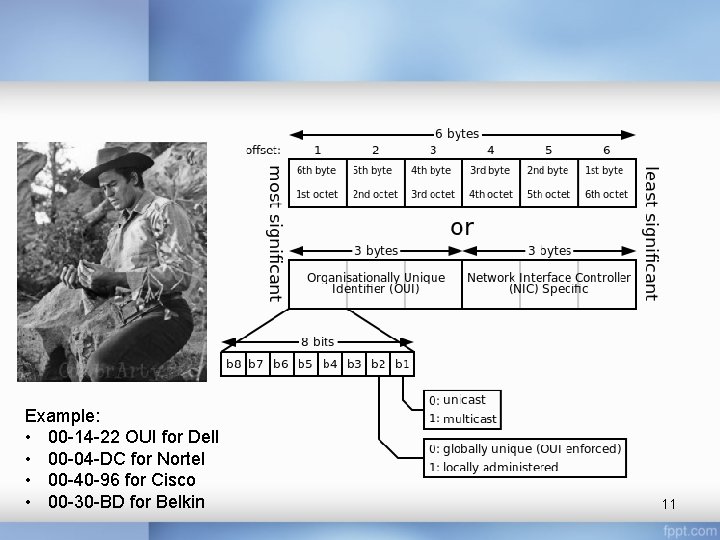 Example: • 00 -14 -22 OUI for Dell • 00 -04 -DC for Nortel