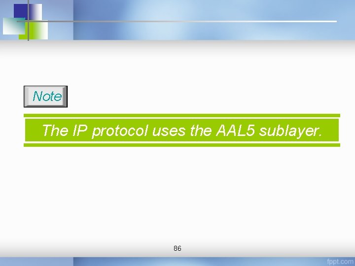 Note The IP protocol uses the AAL 5 sublayer. 86 