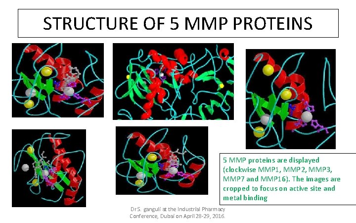 STRUCTURE OF 5 MMP PROTEINS 5 MMP proteins are displayed (clockwise MMP 1, MMP